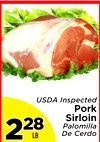 ENTE ENGLISH
0523
USDA Inspected
Pork
Sirloin
Palomilla
De Cerdo
222828
LB