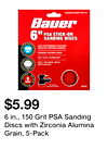 6 in., 150 Grit PSA Sanding Discs with Zirconia Alumina Grain, 5-Pack