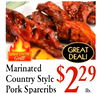 GREAT DEAL! Grill! Marinated Country Style Pork Spareribs $229 lb.