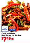 Fresh Boneless Beef Strips for Stir Fry