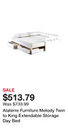 Alaterre Furniture Melody Twin to King Extendable Storage Day Bed