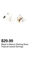 Made In Mexico Sterling Silver Tropical Leaves Earrings