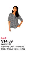 Women's Croft & Barrow® Elbow-Sleeve Splitneck Top
