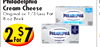 Philadelphia Cream Cheese Original or 1/3 Less Fat PHILADELPHIA 8 oz Brick - - 2 For S7 PHILADELPHIA original -