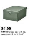 NIMM Storage box with lid, gray-green, 9 ¾x13 ¾x6 "