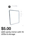 LED vanity mirror with 16 LEDs & storage