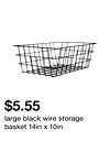 large black wire storage basket 14in x 10in