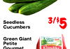 Seedless Cucumbers 31+5 Green Giant Green Thank Giant Petite Gourmet Klondike