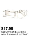 GODMORGON Box with lid, set of 5, smoked, 9 ½x7 ¾x4 "