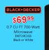 BLACK+DECKER $6999 0.7 CU FT 700-Watt Microwave EM720C2GS Black or White