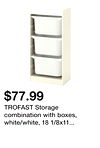 TROFAST Storage combination with boxes, white/white, 18 1/8x11 3/4x37 "