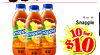 16 oz. btl. ALL NATURE ALE NATURAL Snapple happle snapp 10 for tea snapple tea tea half n° ha alf n° half half n' half lemonade iced onade jced tea lemonade iced tea 16 OZ 16 OZ 16 OZ $10