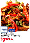 Fresh Boneless Beef Strips for Stir Fry