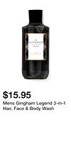 Mens Gingham Legend 3-in-1 Hair, Face & Body Wash