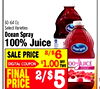 60-64 Oz. Select Varieties Ocean Spray 100% Juice I Ocean Spray SALE PRICE 2/$6 UICE DIGITAL COUPON $1.00 TWO OFF FINAL PRICE 2/$5