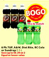 6 Pk 7UP, A & W, Diet Rite, RC Cola or Sundrop