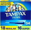 Tampax Pearl Tampons Duo Pack, Regular/Super Absorbency, Unscented