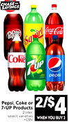 Pepsi, Coke or 7 • UP Products