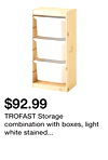 TROFAST Storage combination with boxes, light white stained pine/white, 17 3/8x11 3/4x35 7/8 "