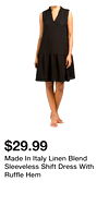 Made In Italy Linen Blend Sleeveless Shift Dress With Ruffle Hem