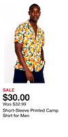 Short-Sleeve Printed Camp Shirt for Men