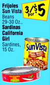 Sun Vista Beans 29-30 Oz., California Girl Sardines, 15 Oz