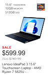 Lenovo IdeaPad 3 15.6" Touchscreen Laptop - AMD Ryzen 7 5825U - 1080p - Windows 11 - Abyss Blue