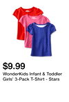 WonderKids Infant & Toddler Girls' 3-Pack T-Shirt - Stars