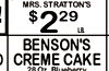 MRS. STRATTON'S $ 2 29 LB BENSON'S CREME CAKE 28 Oz Blueberry