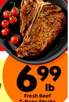 6 99 lb Fresh Beef T-Bone Steaks