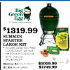 Big Green Egg The Ultimate Cooking Experience $ 1319.99 Big SUMMER Green STARTER LARGE KIT Includes Large EGG Nest, - ConvEGGtor®, ash tool, SPEEDILIGHT starters & 20 lb. charcoal SKU #1246319 Medium Kit SKU #1246317..... $1009.99 XL Kit SKU #1326003.. $1