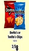 Doritos Tostiros Dorito's or Tostito's Chips 2/$8