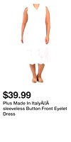 Plus Made In ItalyÃÂ sleeveless Button Front Eyelet Dress