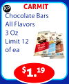 CARMIT
KP
Chocolate Bars
All Flavors
3 Oz
Limit 12
of ea
$1.19