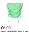green ruched side-tie tube top