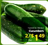 Grown In Mexico Cucumbers 2/$ For 1 49