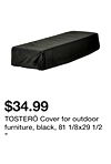 TOSTERÖ Cover for outdoor furniture, black, 81 1/8x29 1/2 "