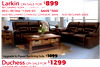 Larkin ON SALE FOR $899
RECLINING SOFA 123446/47/48
REG. RETAIL $1399.95 SAVE $500
ADD RECLINING CONSOLE LOVESEAT $899 | ADD RECLINER $599
Upgrade to Power Reclining Sofa $1099
Duchess ON SALE FOR $1299
LEATHER RECLINING SOFA 122203/04/05