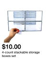 4-count stackable storage boxes set