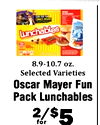 I BURGERS LOON FOR FOR COMICS INSIDE Lunchables 8.9-10.7 oz. Selected Varieties Oscar Mayer Fun Pack Lunchables 2/$5 for