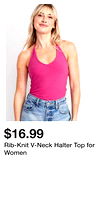 Rib-Knit V-Neck Halter Top for Women