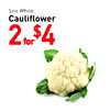 Sno White Cauliflower 2 for $4