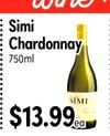 Simi Chardonnay 750ml SIMI $13.99 -