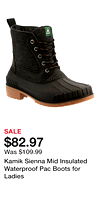 Kamik Sienna Mid Insulated Waterproof Pac Boots for Ladies