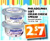 PHILADELPHIA SOFT CREAM CHEESE SPREAD PHILADELPHIA - Assorted Varieties original 7.5-8 Oz. Tub PHILADELPHIA - - blueberry 2 FOR $7