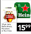 12 STELLA Hein ARTOIS 12 pk. btls. Stella Artois, Heineken, 1599 or Guinness