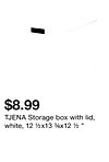 TJENA Storage box with lid, white, 12 ½x13 ¾x12 ½ "