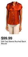 Silk Cap Sleeve Ruched Back Blouse