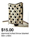 diamond tufted throw blanket 50in x 60in