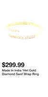 Made In India 14kt Gold Diamond Swirl Wrap Ring